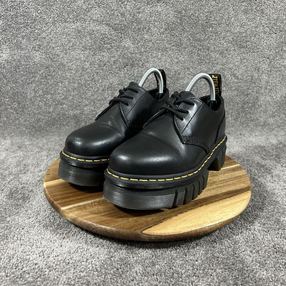 Dr. Martens Audrick 3 Eye Woman’s Size 8 Black Leather Platform Shoes Used - Picture 4 of 12